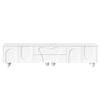 Minimalist White TV Cabinet 180cm with Doors, Storage Drawers & Solid Wood Legs