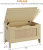 Storage Chest Rattan Toy Chest Wood Storage Bench w/ Safety Hinge Storage Trunk