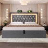 LED Ottoman Storage Bed Frame 135x190cm with Adjustable Height Headboard Grey