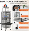 60in Large Pet Bird Cage with Rolling Stand Metal Parrot Cage with Play Top Bowl