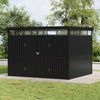 Galvanised Metal Garden Shed Outdoor Tool Storage House with Lockable Door Black