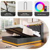 Ottoman Hydraulic Storage King 5ft Grey Upholstered Bed Frame with LED Lights