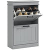 Slim Shoe Storage Cabinet with 2 Flip Drawers for Entryway, Grey