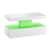 White Gloss Coffee Table with LED Lights – 90cm Modern Living Room Table