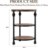 Round Side Table with Charging Station 3-Tiers Wooden Sofa Table Bedside Table