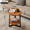 Round Coffee Table，2 Tier Side Table with Storage Shelf，Steel Frame Nightstand