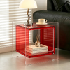 Acrylic Side Table Acrylic End Table Decorative Bathroom Bedroom with Sleek Edge