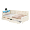 Daybed Velvet Sofabed 3ft Single Sofa Bed Bed Frame With 2 Storage Drawers Beige