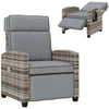 Rattan Garden Recliner Chair Sun Lounger Flip Table Footrest Outdoor Armchair