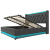 Ottoman Hydraulic Storage Double 4ft6 Grey Upholstered Bed Frame with LED Lights