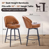 26in Bar Stools Set of 2 Swivel Counter Height Chairs w/ Metal Legs & Footrest