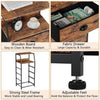 Brown 4-Drawer Bedside Table w/ Open Shelf,Small Storage Nightstand for Bedroom