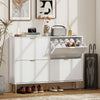 Slim Shoe Storage Cabinet with 4 Flip Drawers for Hallway, White