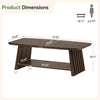 2-Tier Solid Wood Coffee Table, 47-Inch Farmhouse Center Table for Living Room