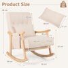 Nursery Rocking Chair Upholstered Glider Rocker w/High Backrest-Beige