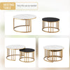 Set of 2 Nesting Coffee Table Round Stacking Side End Table White Black