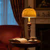 Vintage Table Lamp with Rose Carved Ceramic Shade Classic Desk Light for Bedroom