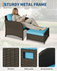 5pcs Set Rattan Home Patio Garden Balcony Furniture Table Chair Stool Lounge