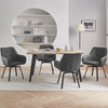 2x Grey Swivel Dining Chairs Faux Leather Padded Seat Dining Room Chair Modern