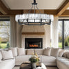Modern Farmhouse Crystal Chandelier Black Antique Pendant Light Ceiling Fixture