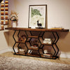 180CM Console Sofa Table with 6 Storage Shelves, Industrial Entryway Couch Table