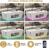 High Gloss Coffee Table with LED Lights Modern White Storage Table 2 Drawers