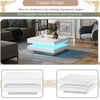 Contemporary White Coffee Table w/ 360° Spin Top, Built-In LED Lighting, Compact