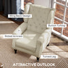 Retro Accent Chair Wingback Armchair with Wood Frame for Living Room Dark Grey