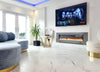 NEW 2025 UHD Electric MEDIA WALL Glass FIRE White Black Grey 50, 60, 72, 78 Inch