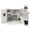 Kids Corner Kitchen Playset Wooden Cooking Toy Toddlers Play Kitchen Pretend
