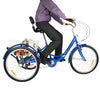 24 Inch Adult Trike Tricycle Foldable 3 Wheel Bike 7-Speed With Basket Blue UK