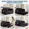 Modern Corduroy Sofa Bed 2-Seater Pull-Out Loveseat Sleeper w/ USB Ports