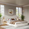 6FT Bouclé Super King Bed with Hydraulic Storage, USB Charging & Reading Lights