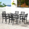 7 Pieces Garden Dining Set with Stackable Chairs with Umbrella Hole