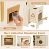 Corner Kitchen Playset Wooden Kids Pretend Play Kitchen w/Fridge-Beige