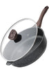 Nonstick Deep Frying Pan with Lid, 30 Cm/5.7 L Large Skillet,Granite Stone Saut,