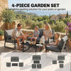 4 Piece Garden Furniture Set, Outdoor Sofa Set with Loveseat, Armchairs, Table