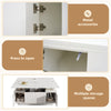White Lift-Top Coffee Table with 2 Doors & Hidden Storage, Rectangular Table