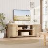 66" Rattan Wood TV Stand Media Console Storage Cabinet For Living Room