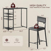 3 PCS Dining Table Set 2 Upholstered Chairs with Storage Shelves for Space