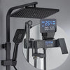 LED Exposed Bathroom Shower Mixer Twin Head Large Bar Set Square Valve Black Tap