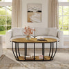2-Tier Oval Coffee Table Industrial Wooden Center Cocktail Table for Living Room