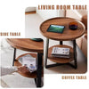 Round Coffee Table，2 Tier Side Table with Storage Shelf，Steel Frame Nightstand