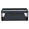Black Coffee Table with LED Lights, 2 Storage Drawers & Glass Top, Centre Table
