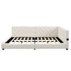 Upholstered Double Bed Frame 4ft6 Daybed w/ Headboard, Boucle, 135x190 cm, Beige
