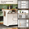 Kitchen Island on Wheels Rolling Storage Trolley with Extendable Worktop, White