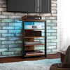 4-Tier Corner TV Stand with Storage, LED Lights, Cable Management, Small TV Unit