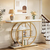 105cm Industrial Console Table, 4-Tier Narrow Entryway Sofa Table w/ Circle