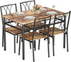 Dining Table and Chair Set,Kitchen Table Set for 4,Rustic Brown Wood&Metal Frame