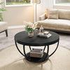 32‘’ Round Coffee Table 2-Tier Circle Wood Accent Center Table for Living Room